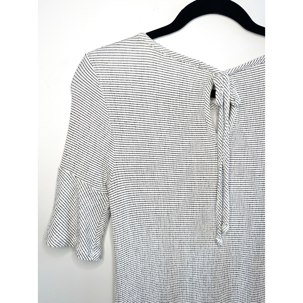 LC Lauren Conrad Striped Twist-Front Ruffle Sleeve Top XS Oversized Boho Career - Picture 7 of 16